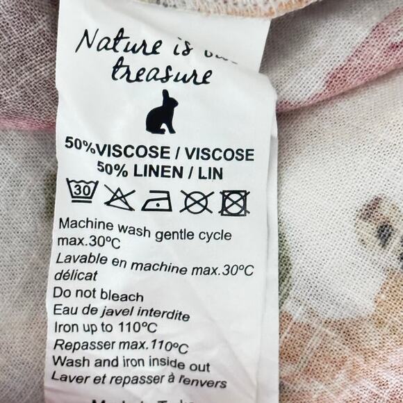 Nach Bijoux Earth Hand Painted Midi Dress Button Front Linen Blend Women's  Sz S - Picture 13 of 14